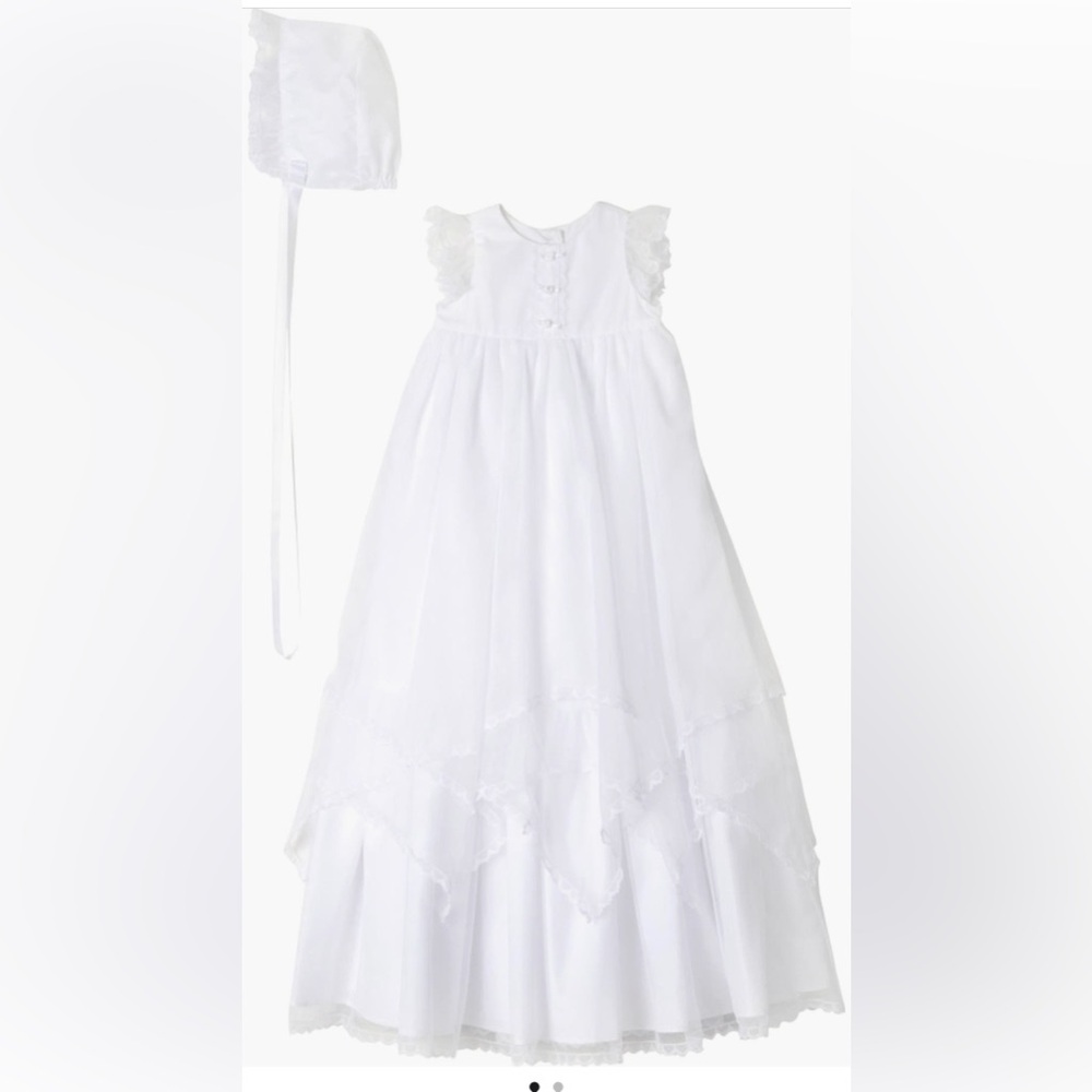 Pippa & Julie Elegant White Ensemble christening dress